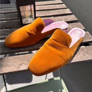 Sezane Velvet slip on Loafers - Mustard and Lavender